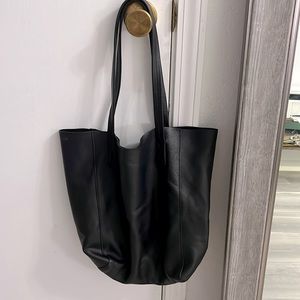 J Crew Carryall Black Leather Tote